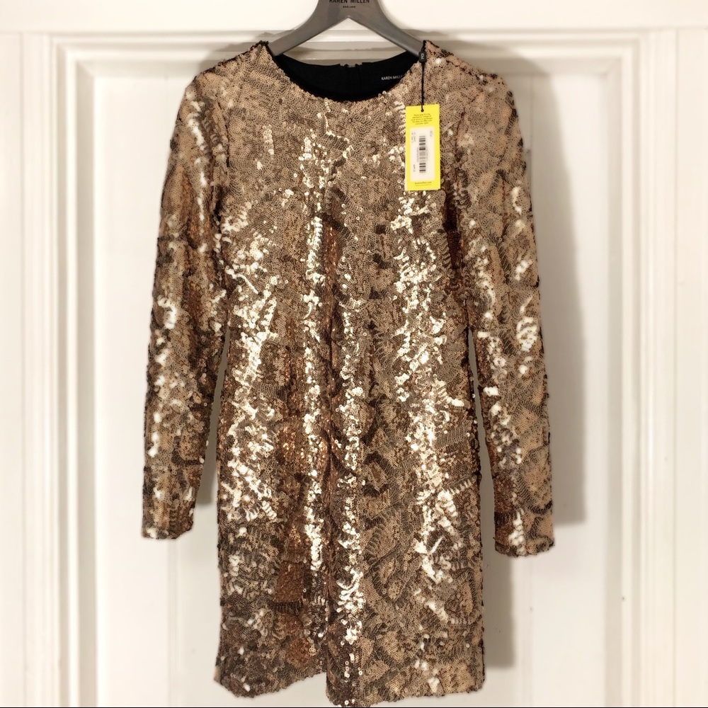 Karen Millen Gold Sequined Dress✨ - Picture 3 of 8